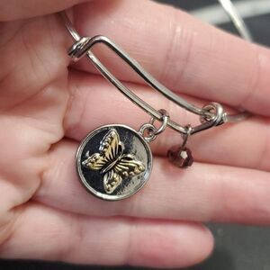Silver tone butterfly charm bracelet dream 7.75"